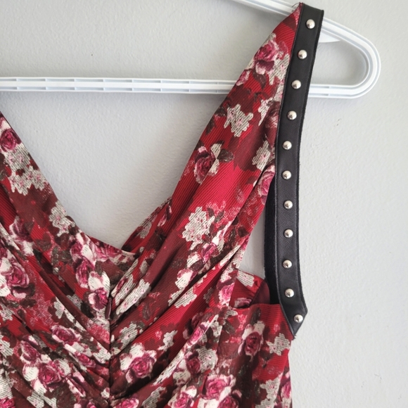 The Kooples Studded Leather Harness Floral Dress - Picture 8 of 12